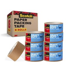 Scotch Box Lock Paper Packing Tape, Kraft Brown, Extreme Grip 8 Rolls, Tan