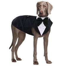 Dog Tuxedo Suit with Bow Tie, Formal Dog Tux Costume and Bandana Set for Wedd...