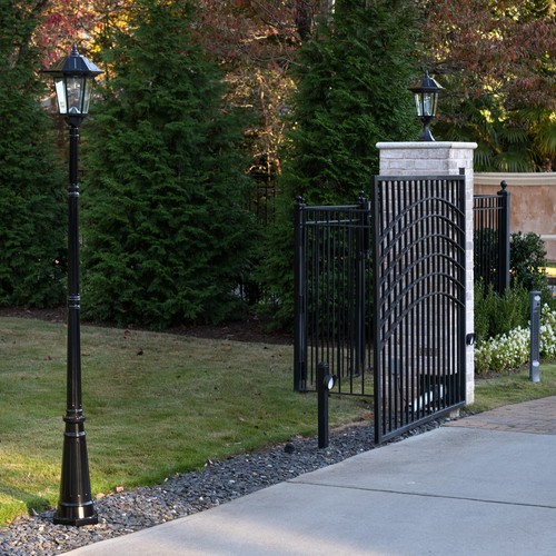 Outdoor Solar Lamp Post, Windsor Bulb, 96-inch Height with Light Pole, Black ... - Picture 2 of 9