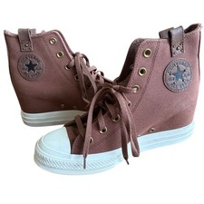 Converse Chuck Taylor All Star Lux Wedge Brown Canvas Studded High Top Sneakers