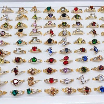10pcs Per Pack European And Minimalist Mixed Color Synthetic Zirconia Rings