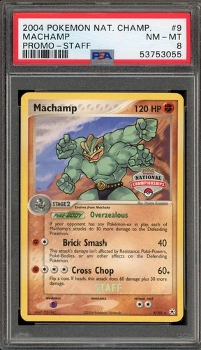 Pokemon Machamp Hidden Legends 9/101 National Championships Staff PSA 8