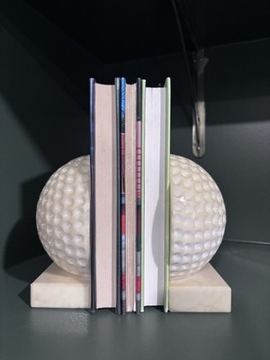 Alabaster Golf Ball Book Ends