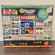 Vintage Sandylion 1500 Sticker Set Box Rare Metallic, Prismatic Nearly Complete