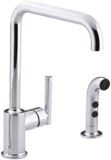 Kohler Purist Single-Handle Standard Kitchen Faucet with Side Sprayer in Polishe