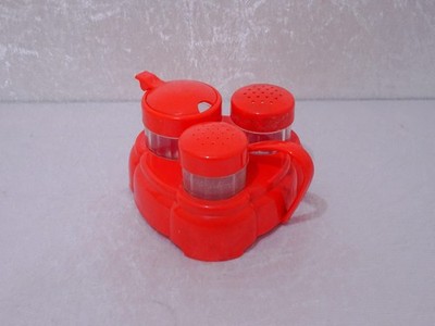 cFTVgy - DDR WISCO Design Kunststoff Plaste Menage Set - Vintage um 1970
