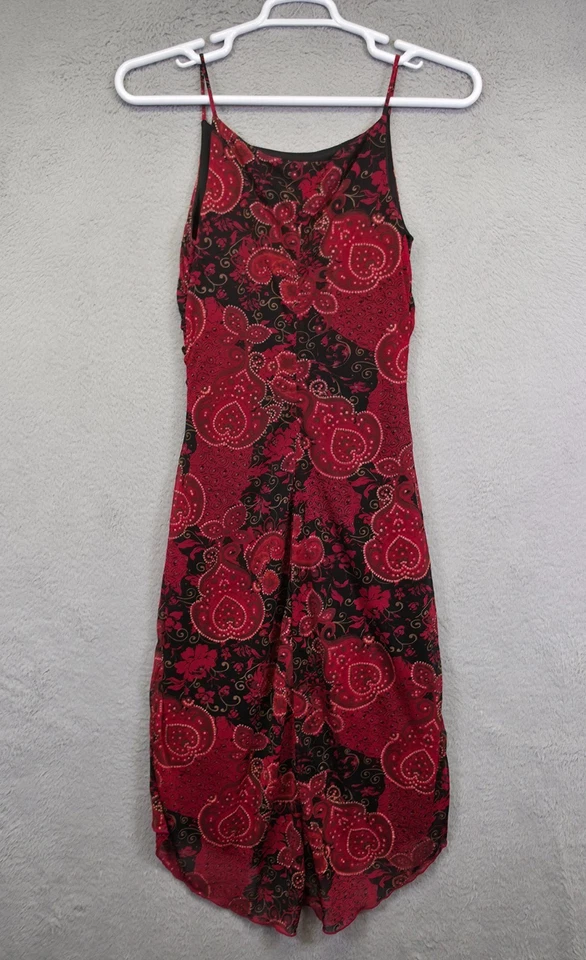 Vestido Y2K Vintage Rampage Mujer M Rojo Negro Asimétrico Capricho Hada Floral Foto 4 de 4