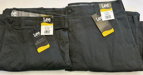 Lot of 2 Lee Pants Men 38 x 30 Charcoal Regular Straight Fit Active ...