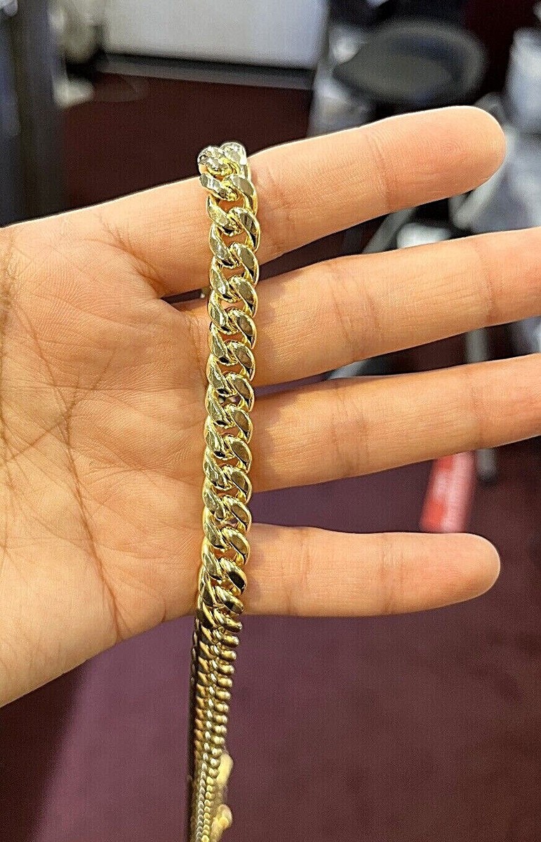 Real 10k Yellow Gold 8mm Royal Miami Cuban Chain Necklace Box Lock