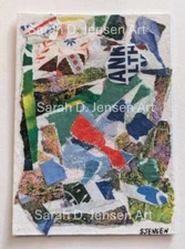 ORIGINAL ACEO Mixed Media Abstract Collage Wall Art Decor 2.5x3.5in Signed ATC