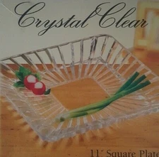 CRYSTAL CLEAR ALEXANDRIA SQUARE LEAD FREE CRYSTAL PLATTER 11 INCHES