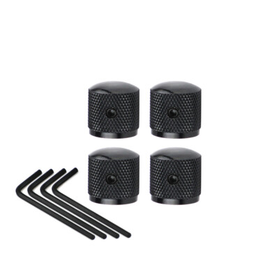 4pcs Metall Dome Guitar Control Volume Tone Knobs Schwarz mit Schraubenschlüssel