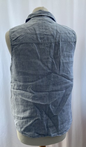 Superdry Blue Striped Linen Sleeveless Blouse Size 8 - Picture 5 of 12