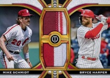 2023 Topps Tribute 23 MIKE SCHMIDT & BRYCE HARPER RARE DOUBLE PATCH DIGITAL CARD