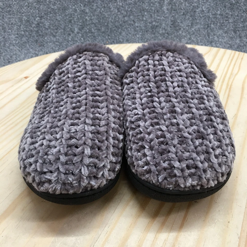 DF By Dearfoams Slippers Womens 7-8 M Mule Black Knitted Slip On Cozy Comfort - Image 4 of 4