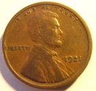 1921 P Lincoln Cent, FINE/ Very Fine for a lower mintage coin (21PVF1)