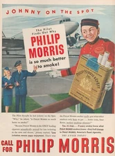 1947 PHILIP MORRIS Vintage Print Ad JOHNNY ON THE SPOT -  CALL FOR PHILIP MORRIS