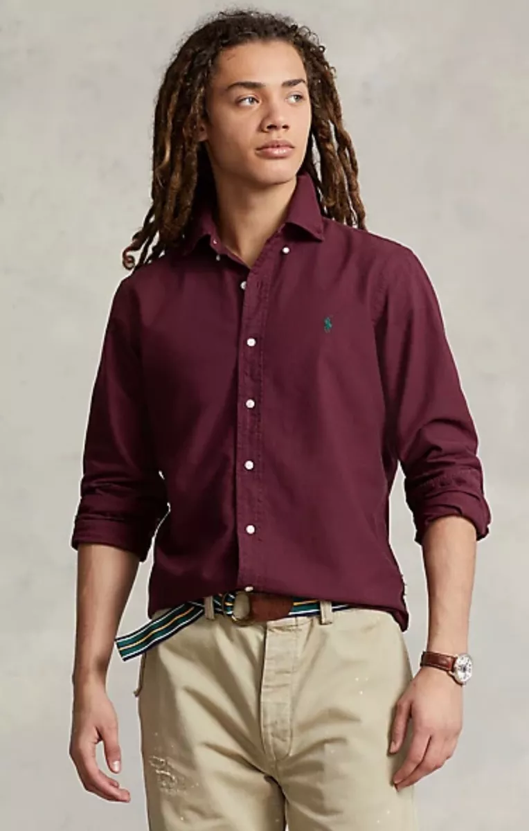 Ralph lauren burgundy oxford shirt clearance