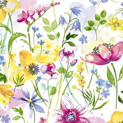 20 Cocktailservietten Flower Meadow Blumenwiese Glockenblumen Garten 24x24cm