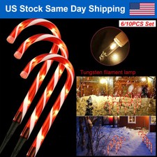 US 15'' Christmas Candy Cane Lights Garden Outdoor Yard Lawn Pathway Stake Decor