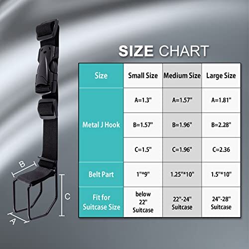 J Hook Luggage Strap Add a Bag Hook Hanger Strap, Adjustable Small size