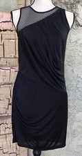 Armani Exchange A/X Little Black Cocktail Dress Drop Waist Pleated Fish net XS