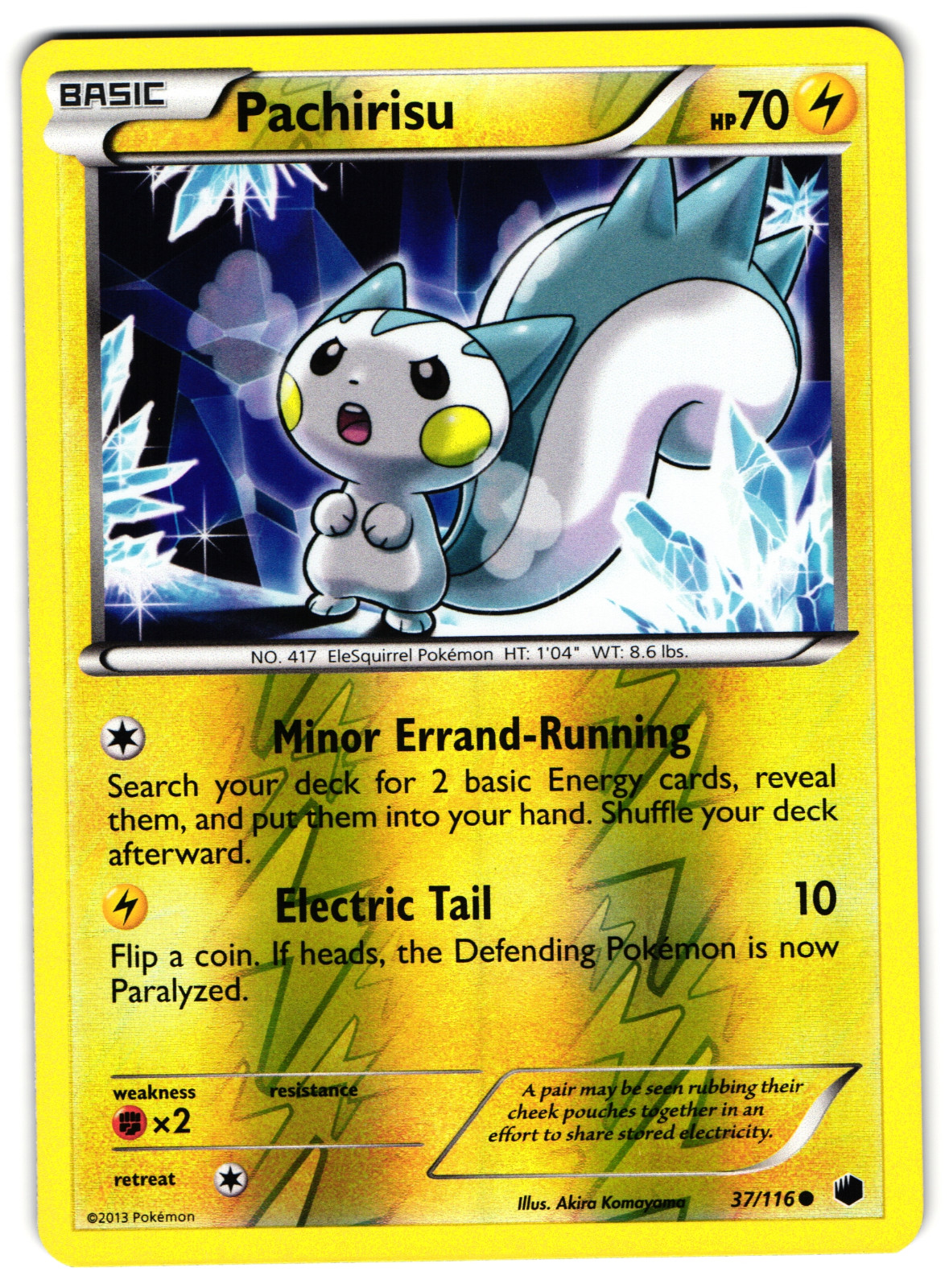 Pachirisu - 37/116 - 2013 Reverse Holo Common Plasma Freeze Pokemon Card NM