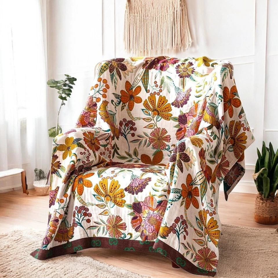 NUEVA Colcha de Cama de Manta Reversible Boho Floral Reversible Queen de Anthropologie 90" x 98" Foto 4 de 4