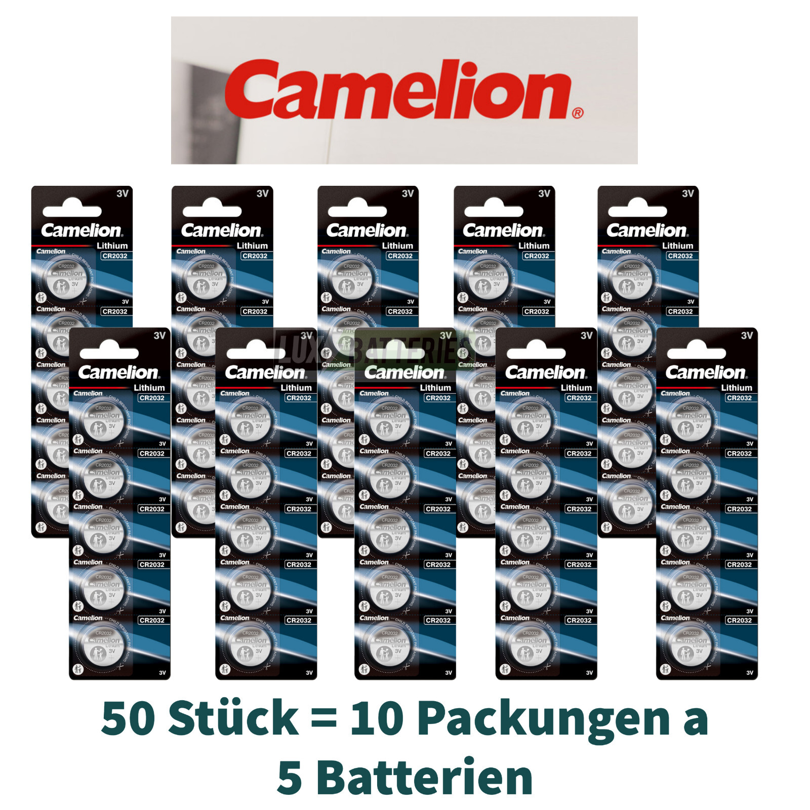 Thumbnail - 50 Stk Cr2032 Knopfzellen Uhrenbatterien Knopf Zellen Lithium Camelion