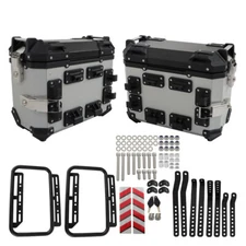 2×Silver 36L Hard Side Saddlebag Box Trunk Tour motorcycle panniers Side Case