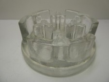 VINTAGE MID CENTURY PRESSED GLASS CANDLE HOLDER PLATE WARMER  STAND
