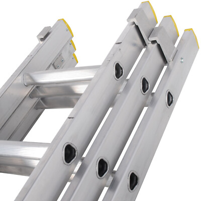 33 Sprossen Aluminium DREITEILIGE Verlängerungsleitern & Stabilisatorfüße 3m 7m