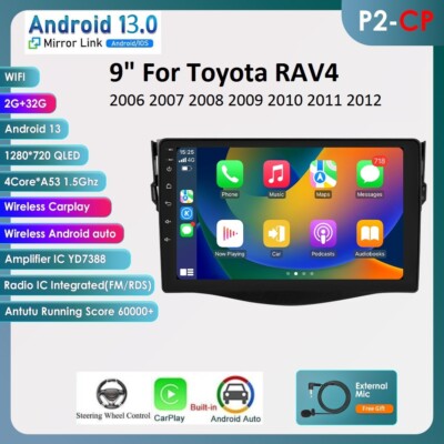 9'' Android 13 Car Radio 32G For Toyota RAV4 2007-2012 CarPlay Stereo RDS GPS Sat