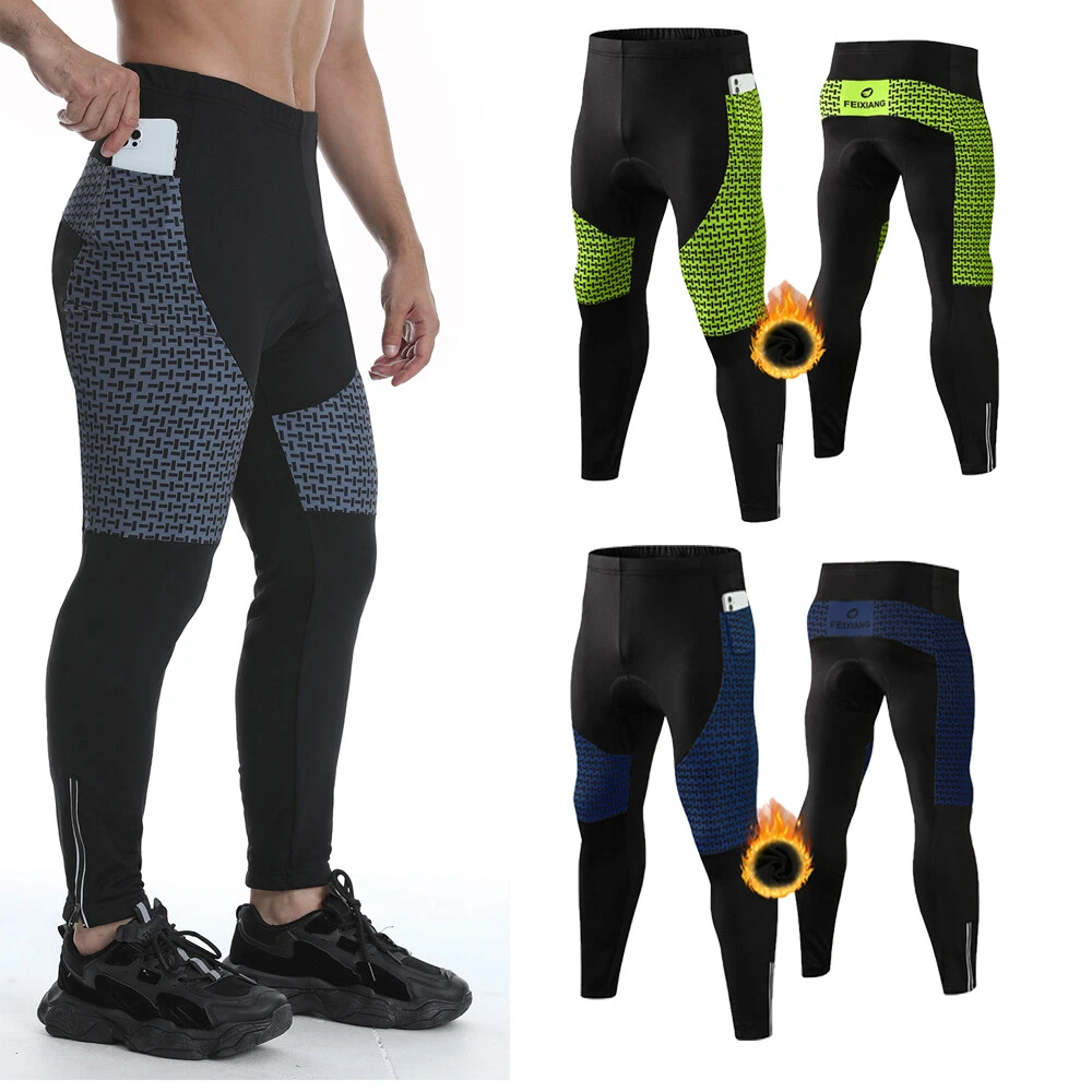 Mens Cycling Tight Padded Bicycle Winter Sports Bike Long Pant Trouser  Leggings