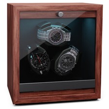 Uhrenbeweger Watch Winder Schaukasten 3 Uhrenbox Leiser Motor 4 Modi LED Braun 