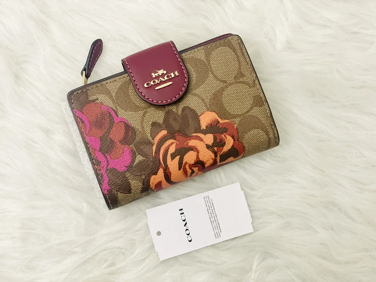 Coach Signature Medium Corner Zip Wallet in Coated Canvas 