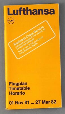 LUFTHANSA AIRLINE FLUGPLAN WINTER 1981/82 FLUGPLAN DEUTSCHLAND LH