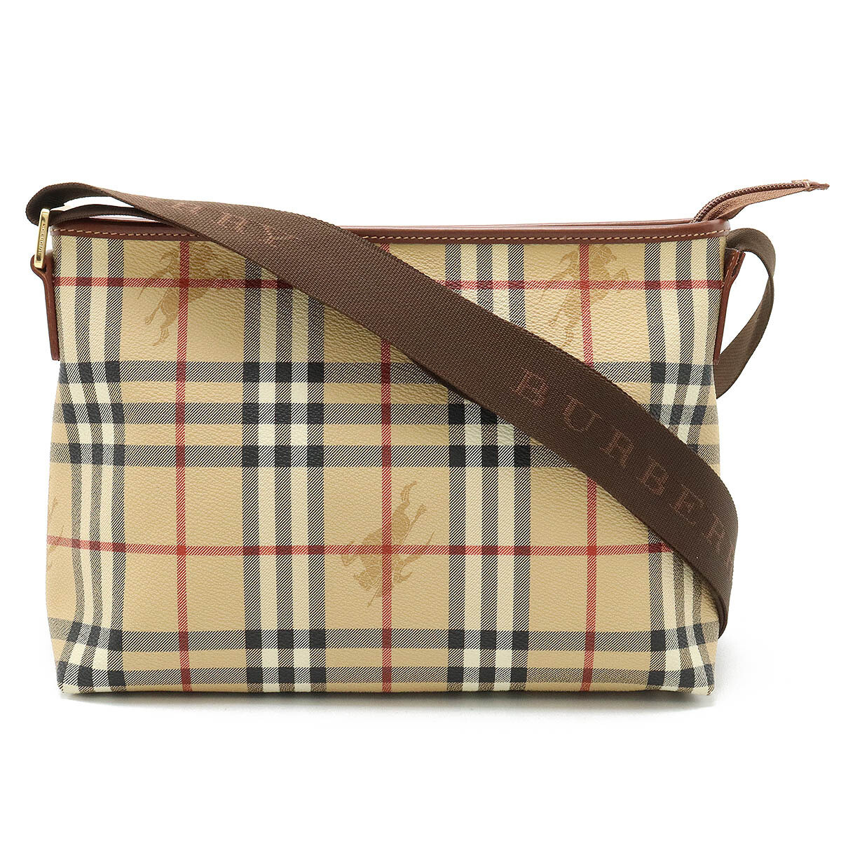 BURBERRY Shadow Horse Nova Check Shoulder Bag Diagonal Hanging PVC Beige Brown