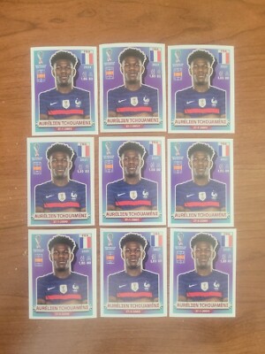 9 x 2022 Panini FIFA World Cup Qatar Sticker Aurelien Tchouameni France #FRA 14