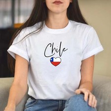 Chile flag heart Unisex T-shirt Chile love tee White Sand Blue