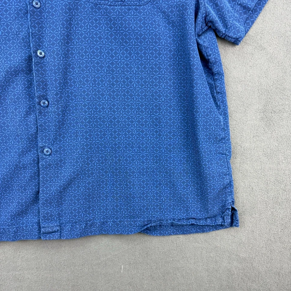 Camisa Nat Nast Para Hombres 2XL Azul Mezcla Seda Floral Manga Corta Estampado Geométrico Foto 3 de 4