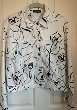 Marshall Russo White Jacket With Black Floral Print, Size Medium