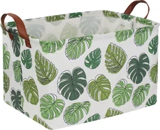 Rectangular Green Storage Basket,Collapsible Kids Toys Bin,Waterproof Safari Nur