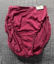 Vintage Satin Stretch Cabernet Hicut Panties Size 6 Bikini Shiny Second Nwt