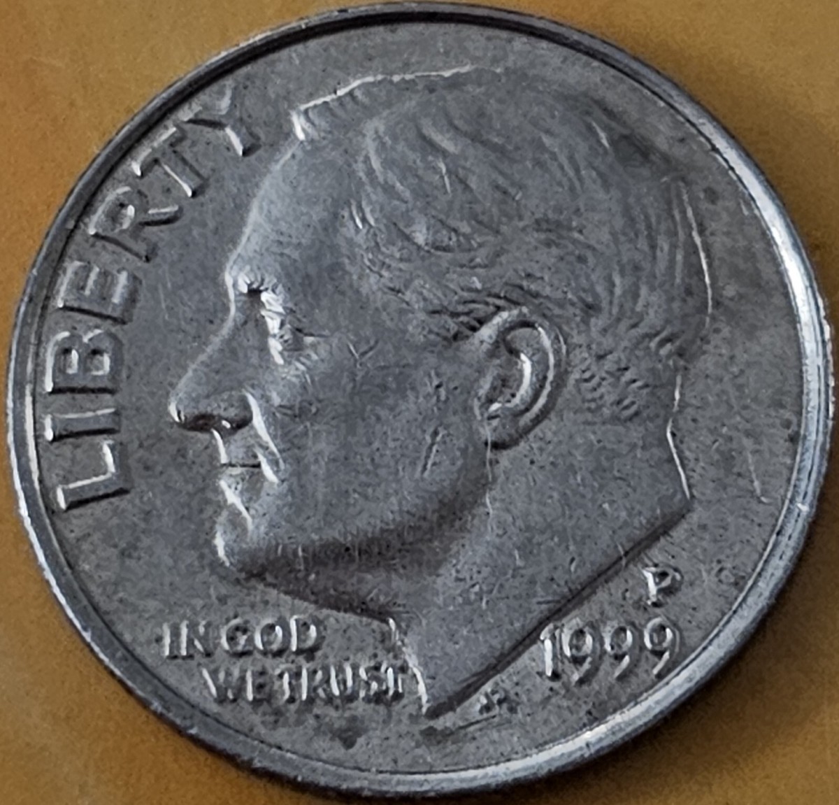 1999 P Mint Mark, Roosevelt Dime, Full Bands, Nice Collectors Item