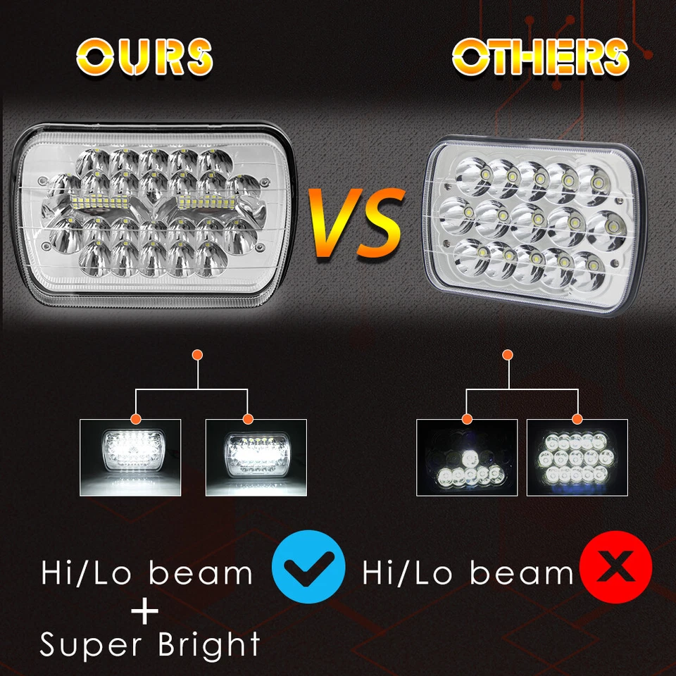 Pair 7X6" 5x7" LED Headlights for Ford Super Duty Truck F550 F650 F750 F600 F700 - Image 3 of 4