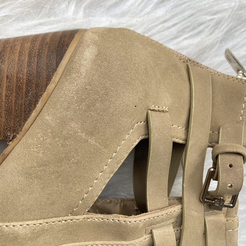 CALL IT SPRING Beige Booties Strappy Ankle Back Zip Block Heel Womens Size 8.5M - Picture 6 of 13