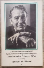 Testimonial Dinner 1986 honoring Vincent Hallinan booklet