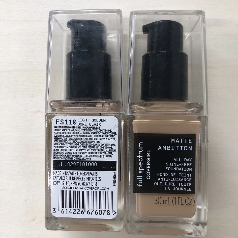 2 Pack Covergirl Full Spectrum Matte Ambition All Day Liquid Foundation FS 110 - Image 2 of 2