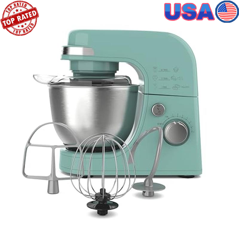 4 Qt Stand Mixer with 7 Speeds Dough Hook Whisk Flat Beater Stainless Steel Easy Clean  -image